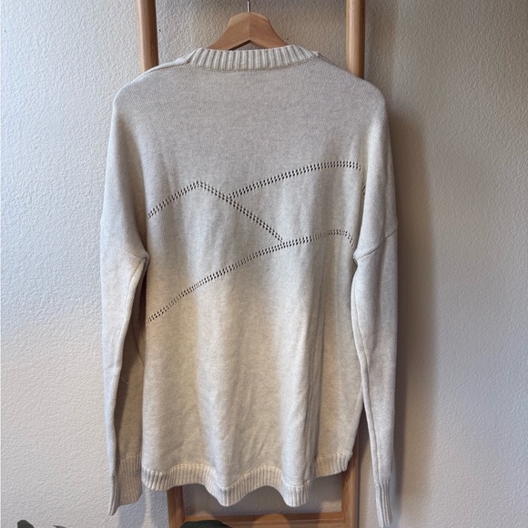 tentree Oatmeal 100% organic cotton Open-Front Diamond Eyelet Cardigan - Picture 12 of 15